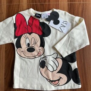 NWT Zara 9-12M Minnie & Mickey Long Sleeve